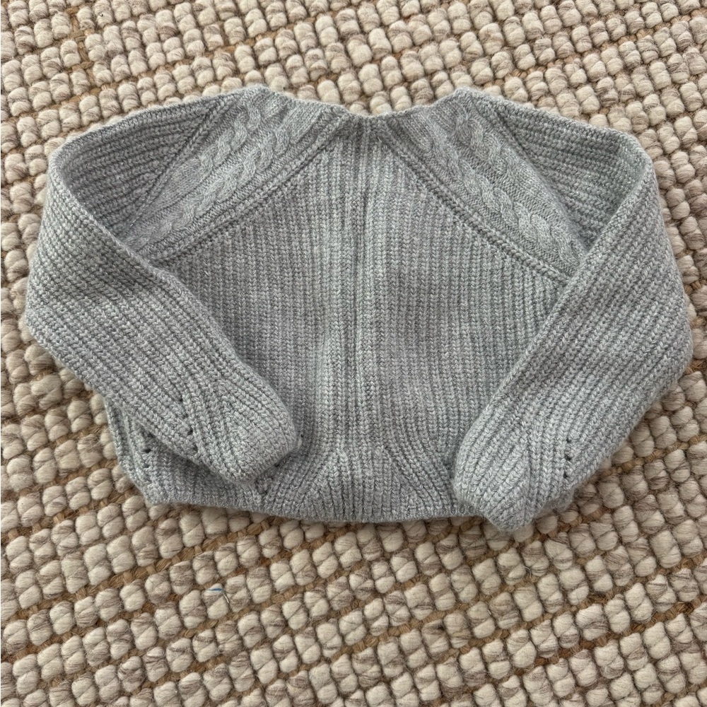 Cyrillus Light Gray and Metallic Thread Cardigan - Picture 6 of 8